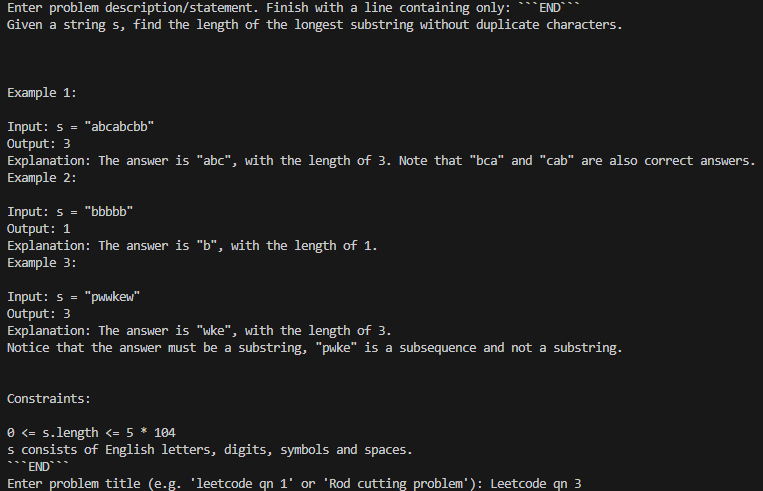 User's problem description and title input