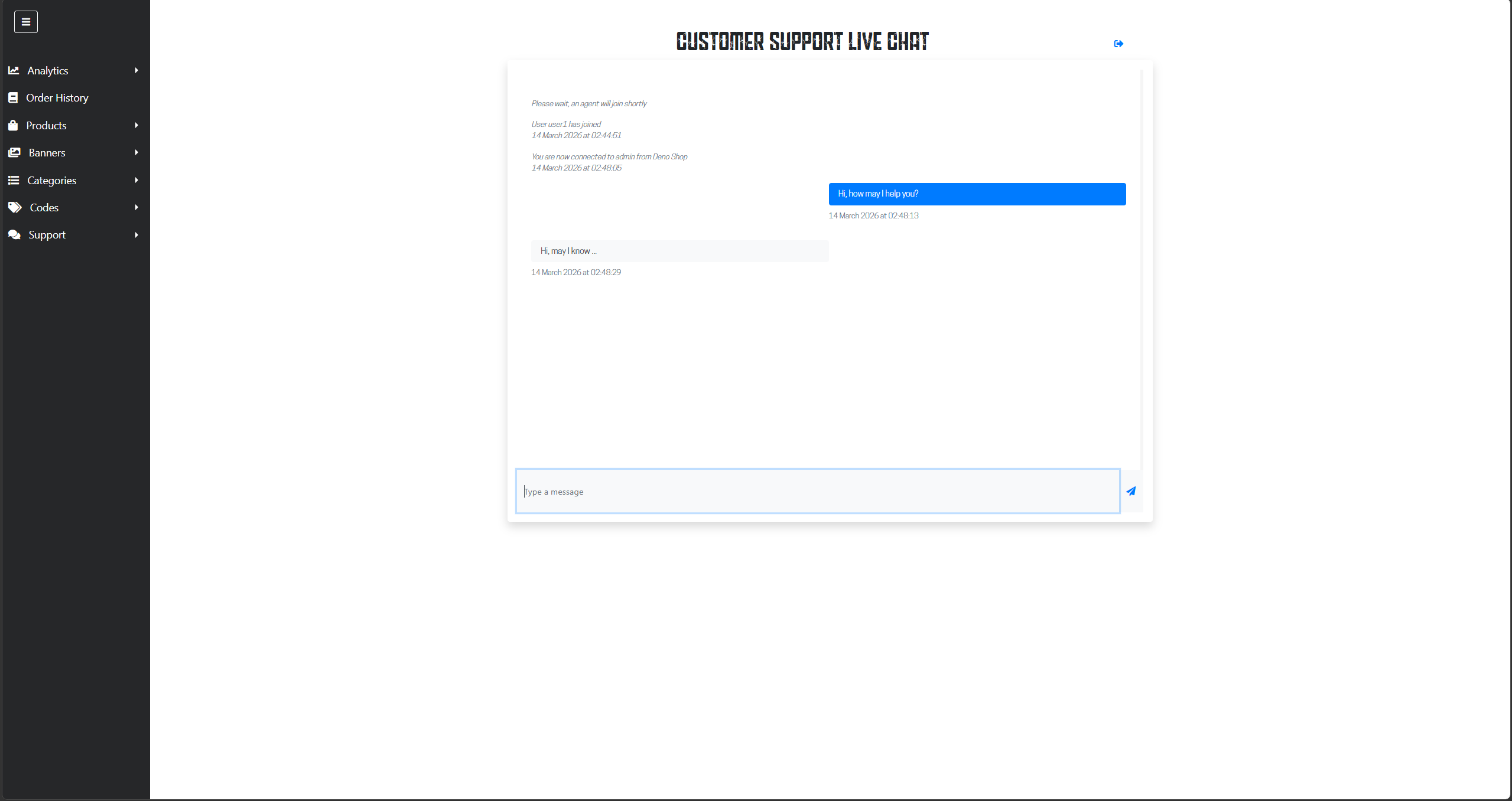 Support staff live chat