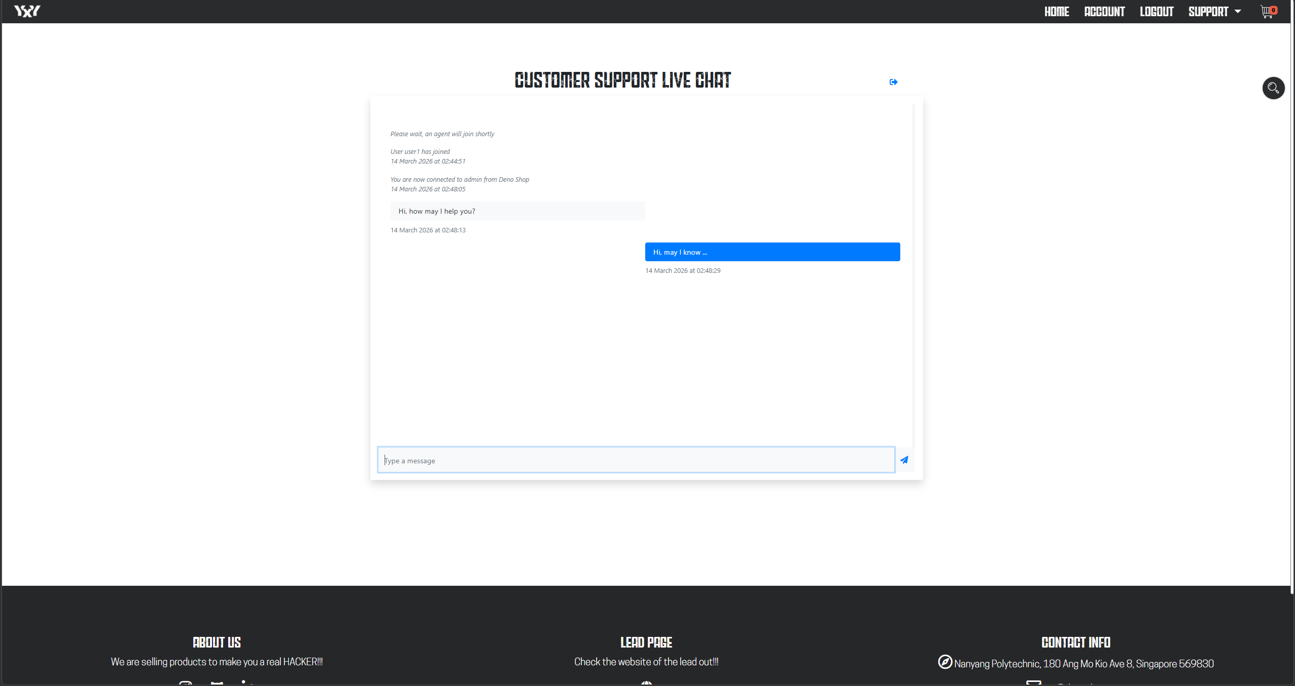 Customer staff live chat