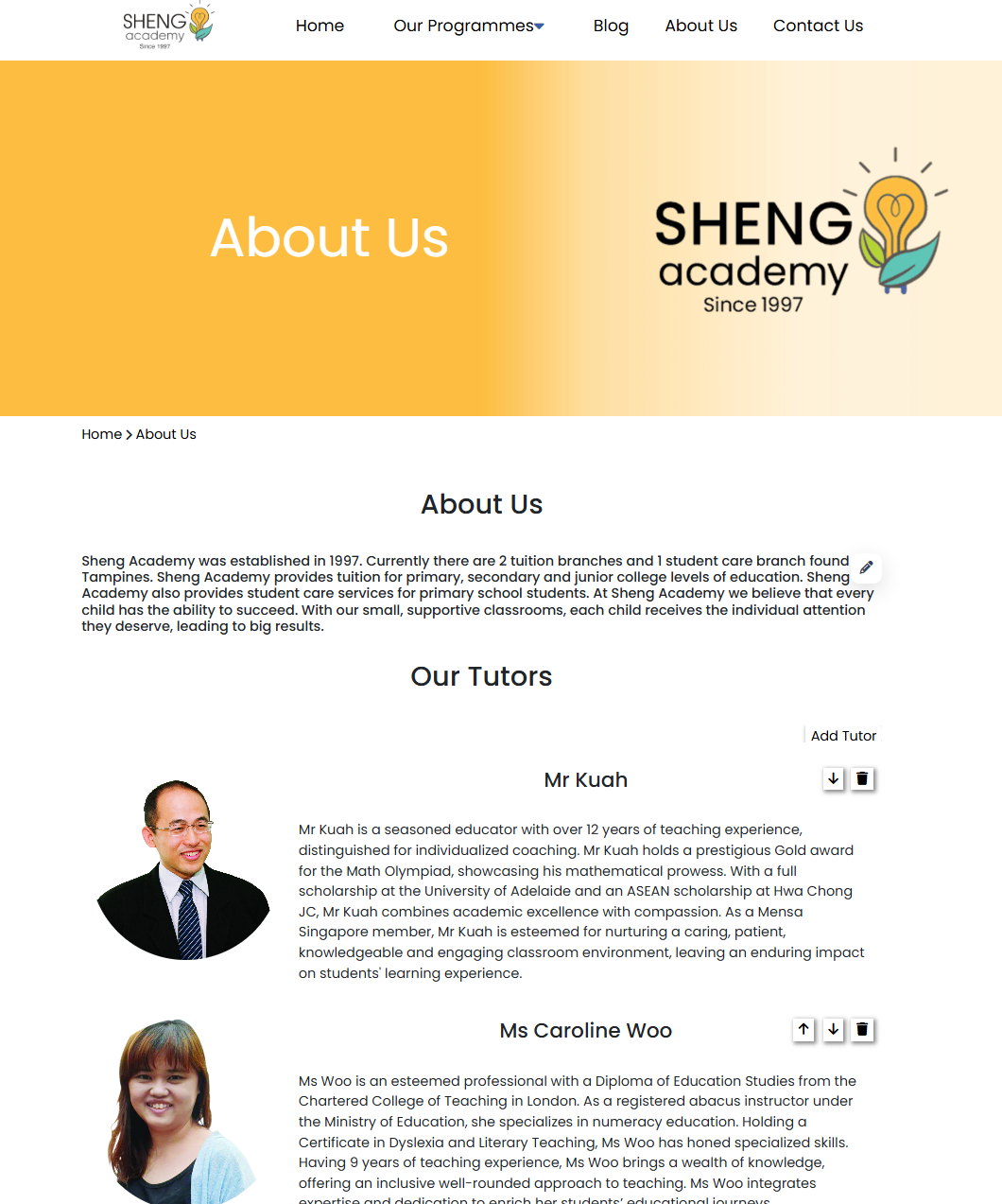 About Us Tutors Page